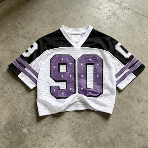 Cropped Mesh Football Jersey with Digital Print | Mesh Fabric | Casual Streetwear | Custom Streetwear