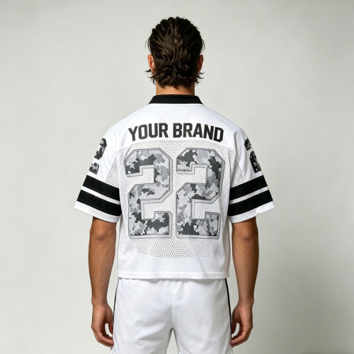 Cropped Embroidered Mesh Football Jersey | Breathable Polyester | Custom Streetwear Manufacturer