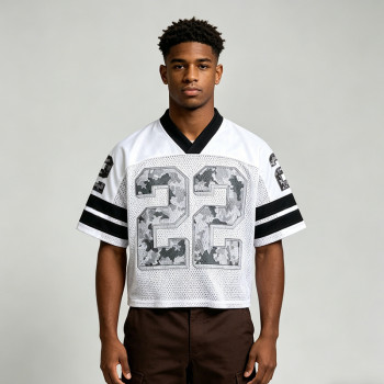 Cropped Embroidered Mesh Football Jersey | Breathable Polyester | Custom Streetwear Manufacturer