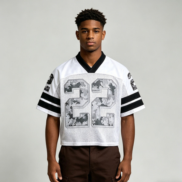 Cropped Embroidered Mesh Football Jersey | Breathable Polyester | Custom Streetwear Manufacturer