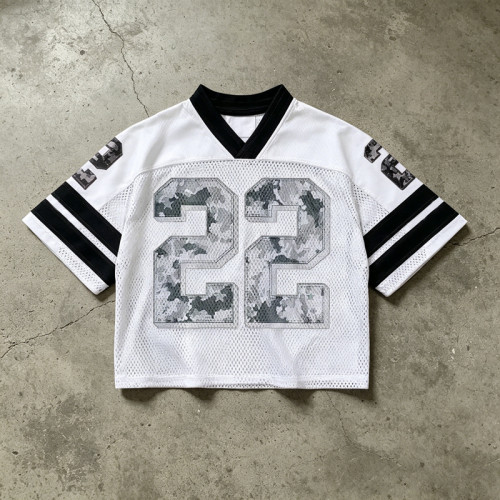 Cropped Embroidered Mesh Football Jersey | Breathable Polyester | Custom Streetwear Manufacturer