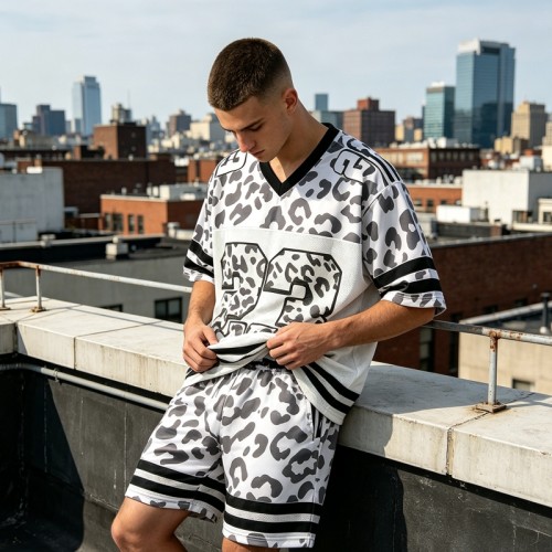 Leopard Digital Print Mesh T-Shirt | Breathable Polyester Mesh | Oversized Streetwear | OEM Streetwear
