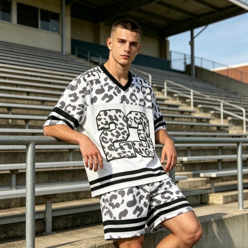Leopard Digital Print Mesh T-Shirt | Breathable Polyester Mesh | Oversized Streetwear | OEM Streetwear