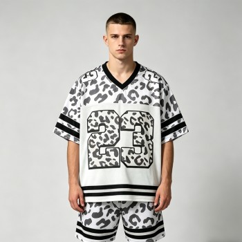 Leopard Digital Print Mesh T-Shirt | Breathable Polyester Mesh | Oversized Streetwear | OEM Streetwear