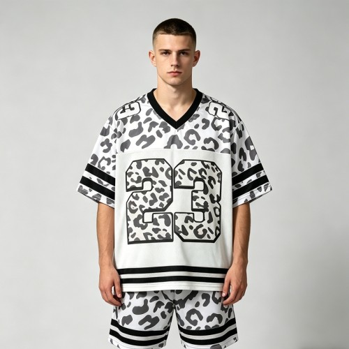 Leopard Digital Print Mesh T-Shirt | Breathable Polyester Mesh | Oversized Streetwear | OEM Streetwear
