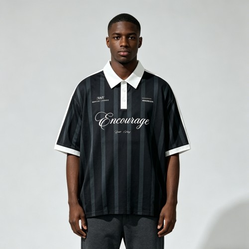 Jersey Stripe Screen Printing Polo T-Shirt |100% Polyester | Daily Wear | Custom Streetwear Manufacturer