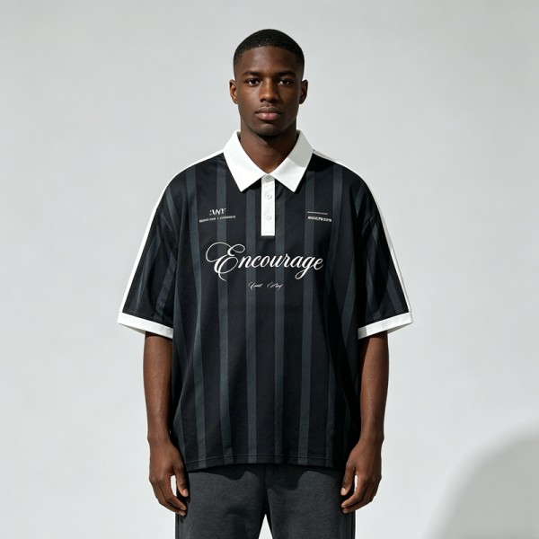 Jersey Stripe Screen Printing Polo T-Shirt |100% Polyester | Daily Wear | Custom Streetwear Manufacturer
