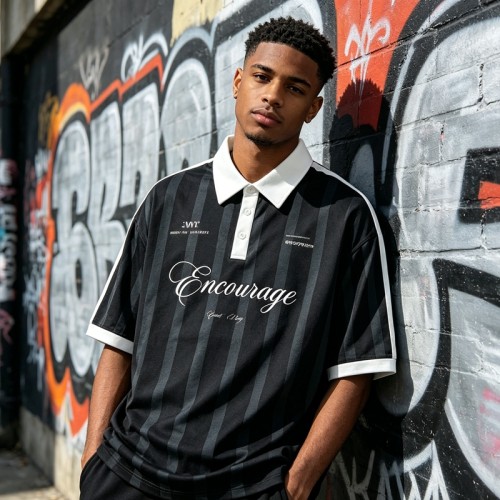 Jersey Stripe Screen Printing Polo T-Shirt |100% Polyester | Daily Wear | Custom Streetwear Manufacturer