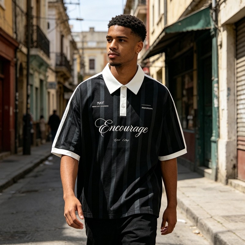 Jersey Stripe Screen Printing Polo T-Shirt