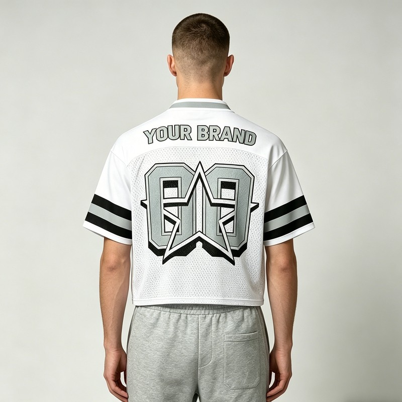 Men's Cropped Mesh Football Jersey with Embroidery