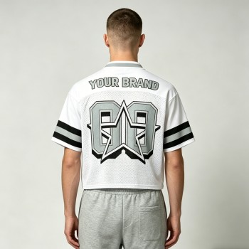 Men's Cropped Mesh Football Jersey with Embroidery | Lightweight Streetwear | Custom Streetwear Manufacturer