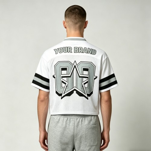 Men's Cropped Mesh Football Jersey with Embroidery | Lightweight Streetwear | Custom Streetwear Manufacturer