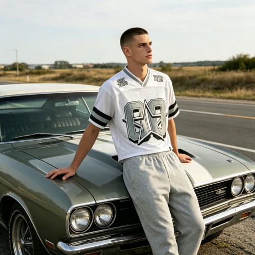 Men's Cropped Mesh Football Jersey with Embroidery | Lightweight Streetwear | Custom Streetwear Manufacturer