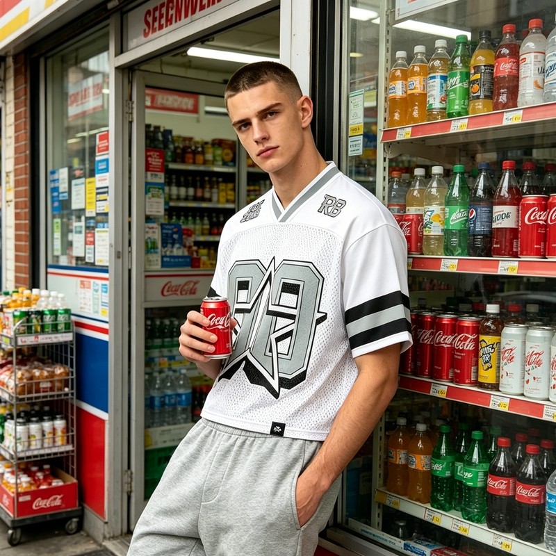 Men's Cropped Mesh Football Jersey with Embroidery