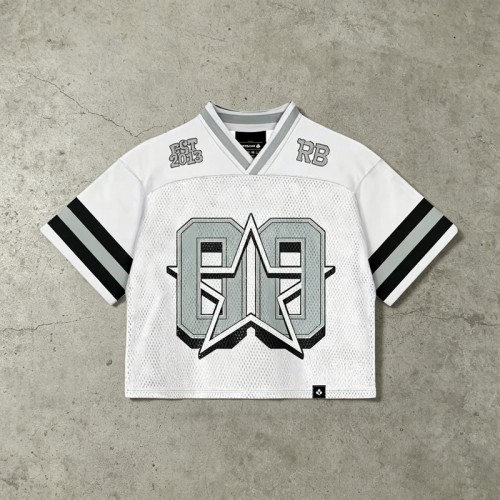 Men's Cropped Mesh Football Jersey with Embroidery | Lightweight Streetwear | Custom Streetwear Manufacturer