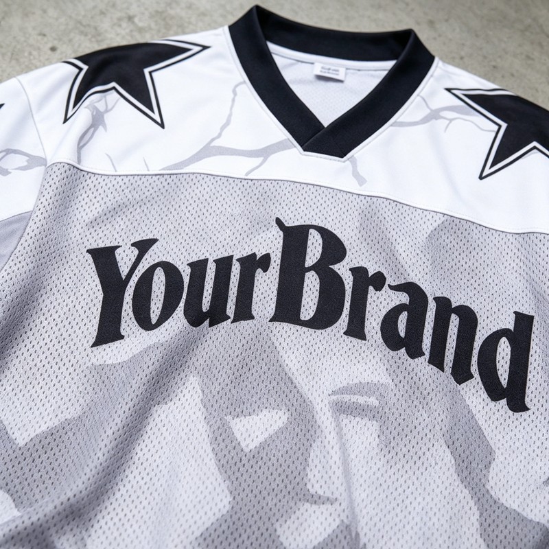 Custom Digital Print Mesh Star Jersey T-Shirt