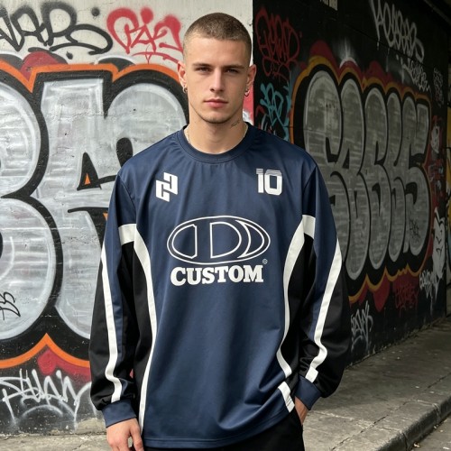 Jersey Tee with Screen Offset Printing | Breathable Polyester | Long Sleeve Sports Top | OEM Streetwear