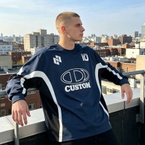 Jersey Tee with Screen Offset Printing | Breathable Polyester | Long Sleeve Sports Top | OEM Streetwear