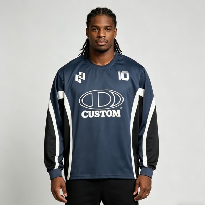 Jersey Tee with Screen Offset Printing | Breathable Polyester | Long Sleeve Sports Top | OEM Streetwear