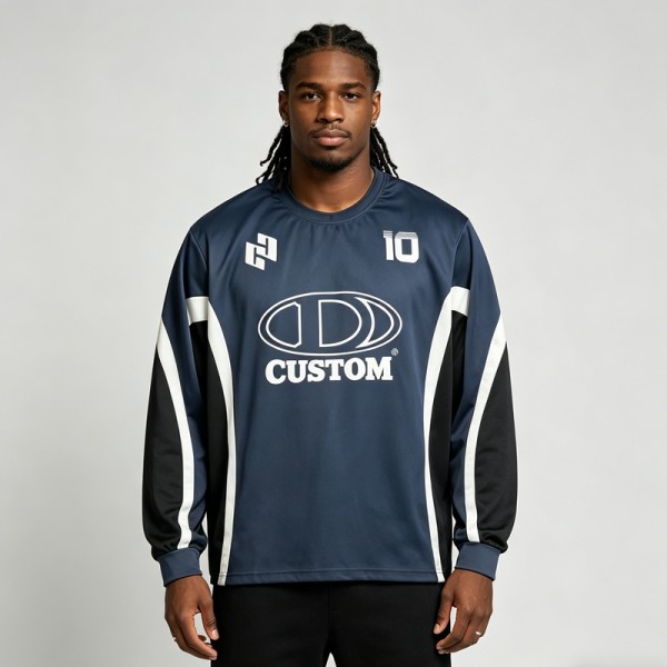 Jersey Tee with Screen Offset Printing | Breathable Polyester | Long Sleeve Sports Top | OEM Streetwear