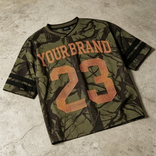 Camo Tree Screen Printing 23 Jersey Tee | Breathable Polyester | Oversized Fit Streetwear | Clothing Manufacturer