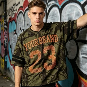 Camo Tree Screen Printing 23 Jersey Tee | Breathable Polyester | Oversized Fit Streetwear | Clothing Manufacturer