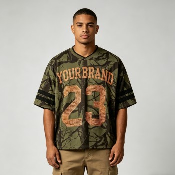 Camo Tree Screen Printing 23 Jersey Tee | Breathable Polyester | Oversized Fit Streetwear | Clothing Manufacturer