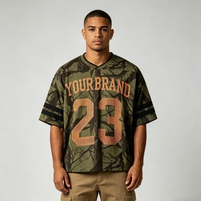 Camo Tree Screen Printing 23 Jersey Tee | Breathable Polyester | Oversized Fit Streetwear | Clothing Manufacturer