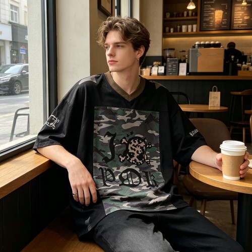 Digital Print and Embroidered Camo 13 Rainbow Jersey T-Shirt | Breathable Polyester | OEM Streetwear