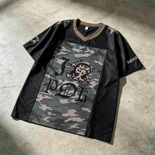 Digital Print and Embroidered Camo 13 Rainbow Jersey T-Shirt | Breathable Polyester | OEM Streetwear