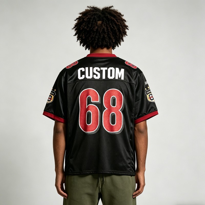 Digital Print and Embroidered Mesh Sporty Jersey
