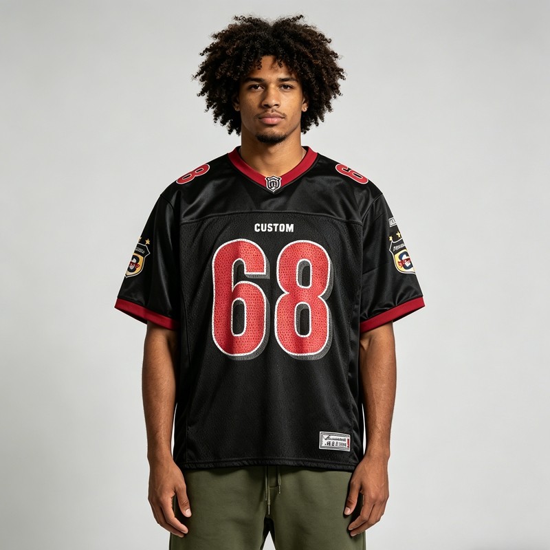 Digital Print and Embroidered Mesh Sporty Jersey