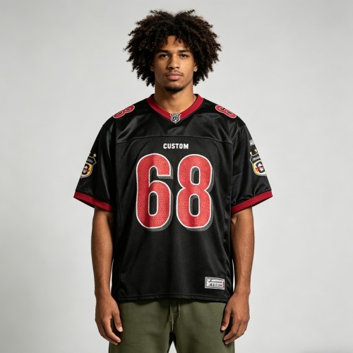 Digital Print and Embroidered Mesh Sporty Jersey | Embroidery Patch | 100% Polyester | OEM Streetwear