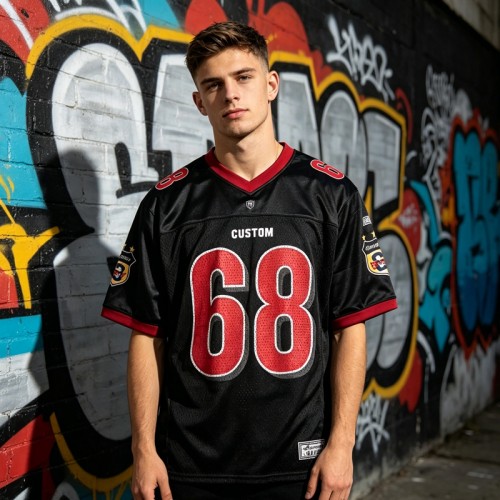 Digital Print and Embroidered Mesh Sporty Jersey | Embroidery Patch | 100% Polyester | OEM Streetwear