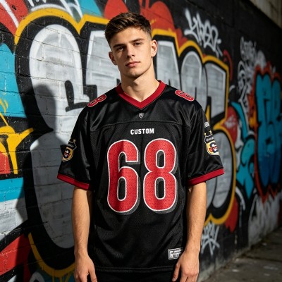 Digital Print and Embroidered Mesh Sporty Jersey | Embroidery Patch | 100% Polyester | OEM Streetwear