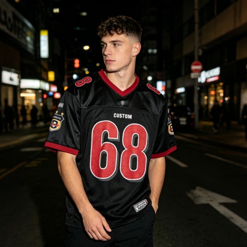 Digital Print and Embroidered Mesh Sporty Jersey | Embroidery Patch | 100% Polyester | OEM Streetwear