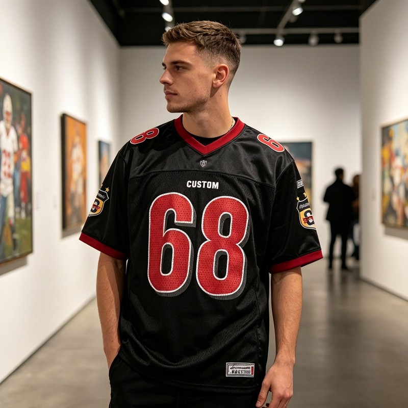 Digital Print and Embroidered Mesh Sporty Jersey