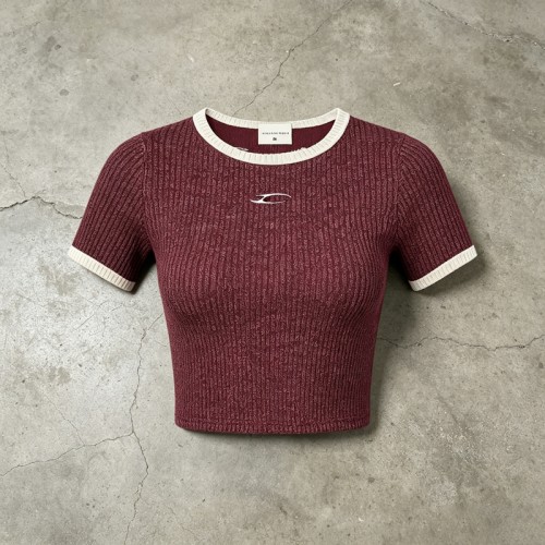 Cropped Ribbed Knit Embroidered T-Shirt | Slim Fit | Casual Wear | Custom Streetwear Manufacturer