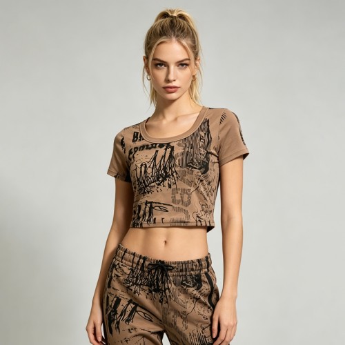 DTG Print Cropped Baby Tee | Slim Fit Graphic Top | Cotton Spandex Blend | Y2K Streetwear Casual | Custom Streetwear Manufacturer
