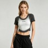 Sun Faded Ribbed Crop T-Shirt | Screen Printing | Cotton Blend | Casual Streetwear | OEM Streetwear