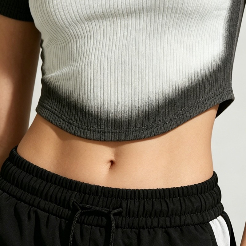 Sun Faded Ribbed Crop T-Shirt