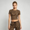 Leopard Cropped Baby Tee | Slim Fit | Stretch Fabric | Casual Daily | Custom Streetwear Manufacturer