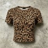 Leopard Cropped Baby Tee | Slim Fit | Stretch Fabric | Casual Daily | Custom Streetwear Manufacturer