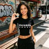 Screen Print RAINBOW Star Crop Top | Cotton Blend | Casual Sportswear | OEM Streetwear