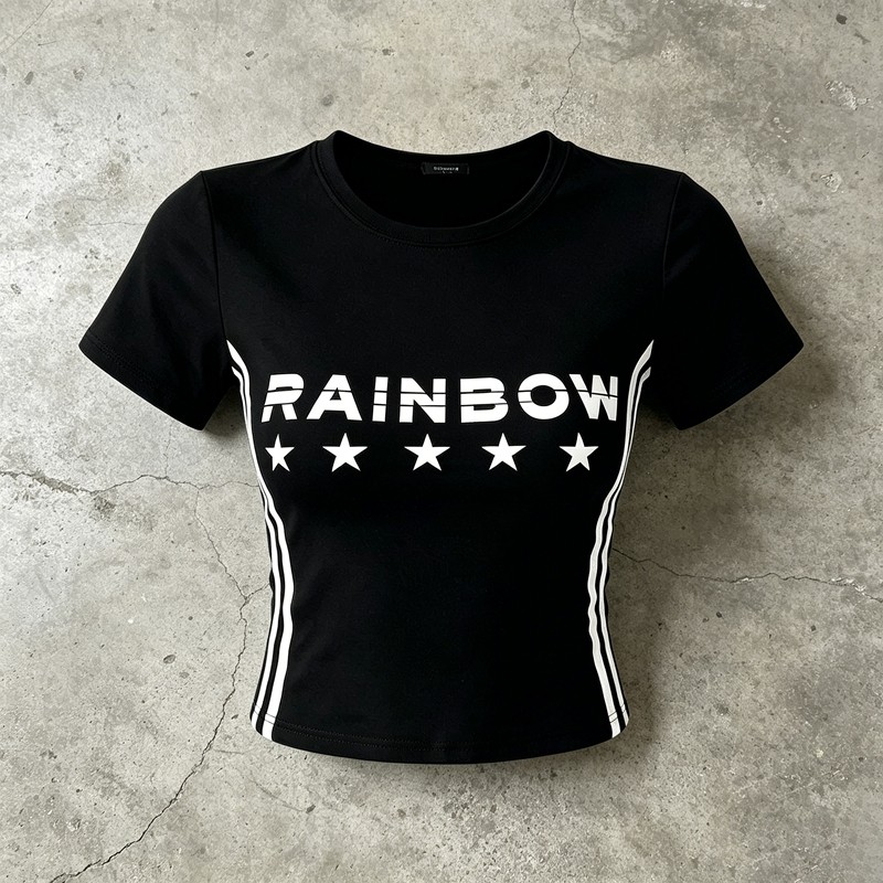 Screen Print RAINBOW Star Crop Top