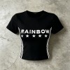 Screen Print RAINBOW Star Crop Top | Cotton Blend | Casual Sportswear | OEM Streetwear