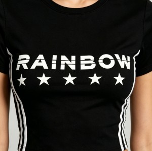Screen Print RAINBOW Star Crop Top | Cotton Blend | Casual Sportswear | OEM Streetwear