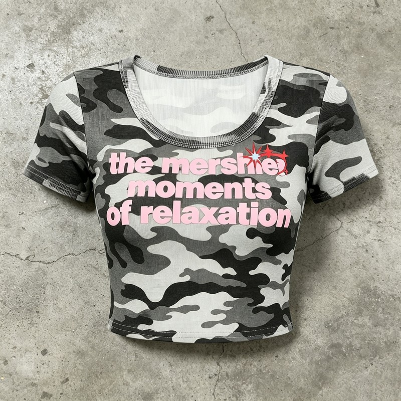 Camo Crop Top with Screen Print
