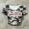 Camo Crop Top with Screen Print | Slim Fit | Polyester Blend | Custom Streetwear Manufacturer