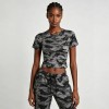 Grey Camo Crop T-shirt | Slim Fit | Cotton Blend | Casual Streetwear | Custom Streetwear Manufacturer